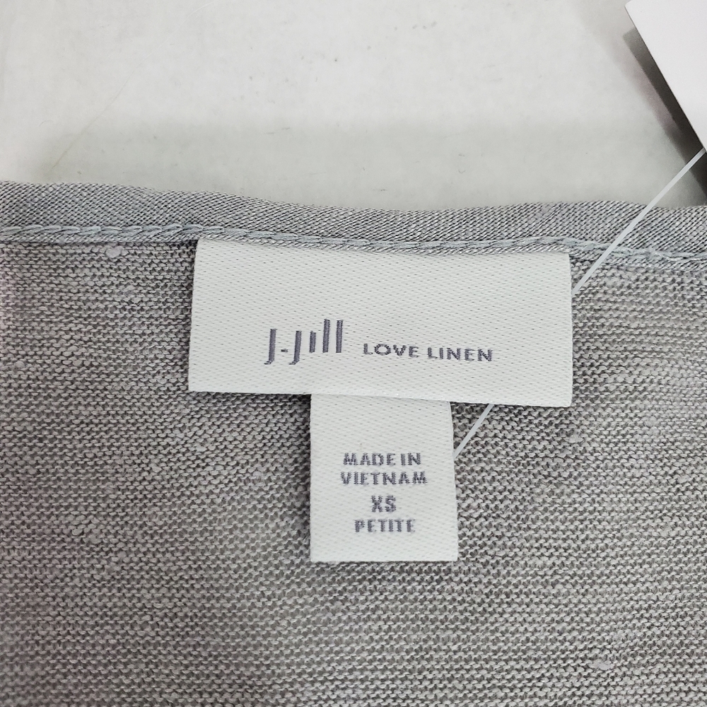 NWT J.Jill Love Linen 100% Linen Grey Pintuck Tunic 3/4 Sleeve Top SZ XS/P - Picture 8 of 13